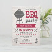 BBQ Summer Backyard Birthday Party Rustic 招待状 (スタンド正面)