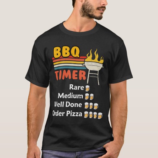 Bbq Timer Flag Funny Barbecue Grill 4th July Dad  Tシャツ (正面)