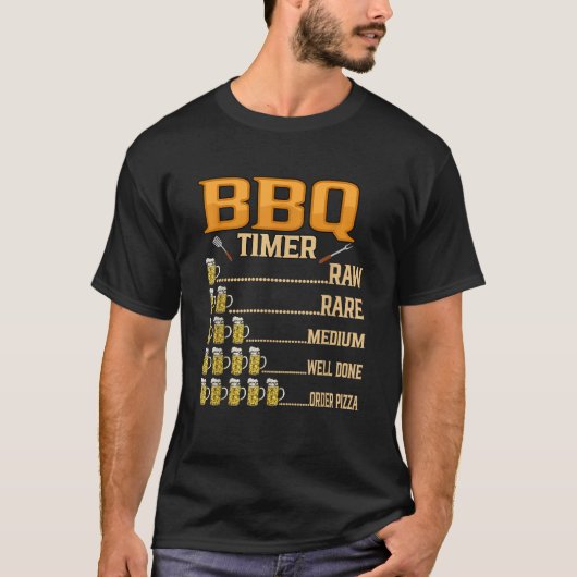 BBQ Timer Raw Rare Medium Well Done Grill Lovers  Tシャツ (正面)