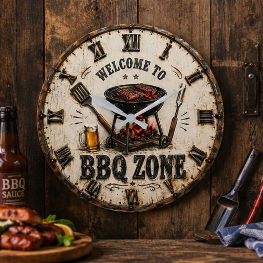 BBQ Zone  Barbecue Grill ラージ壁時計