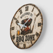 BBQ Zone Barbecue Grill ラージ壁時計 (傾斜)