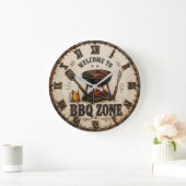 BBQ Zone Barbecue Grill ラージ壁時計 (ホーム)