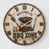 BBQ Zone  Barbecue Grill ラージ壁時計 (正面)