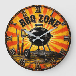 BBQ Zone Grill Master Outdoor Kitchen & Man Cave ラージ壁時計