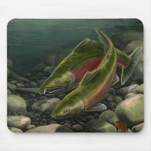 BCサーモンアートマウスパッド魚絵画のデコール マウスパッド (正面)