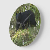 BCブラックベア&ワイルダネス写真アート ラージ壁時計 (傾斜)