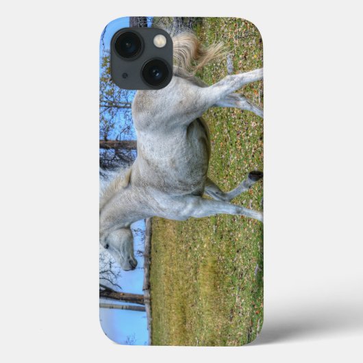 BC牧場ウマ科のの白い威勢の良い馬の写真 Case-Mate iPhoneケース (裏面)