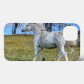 BC牧場ウマ科のの白い威勢の良い馬の写真 Case-Mate iPhoneケース (裏面 (横))