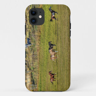 BC牧場ランニングの馬の群れ iPhone 11 ケース