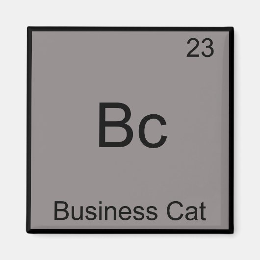 Bc - ビジネス猫 楽しい化学元素記号 マグネット (正面)