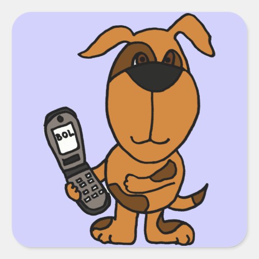 BC – 子犬おもしろいメールや文字を打つシール スクエアシール (正面)