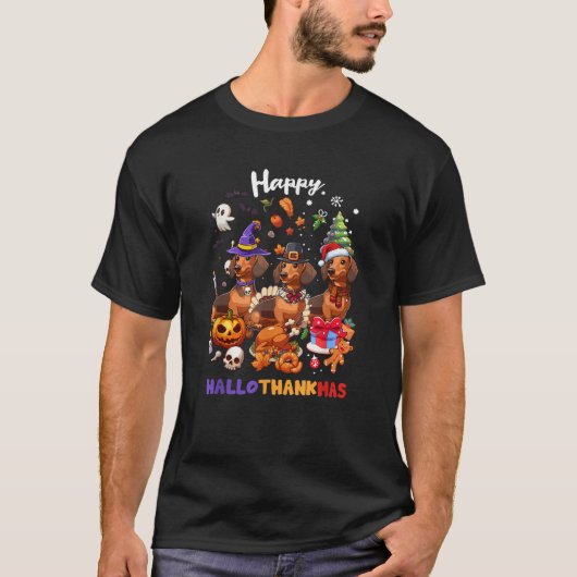 BCC ダックスフンド 犬好きギフト ユニセックス 大人 黒 Tシャツ (正面)