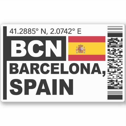 BCN バルセロナ搭乗券 - スペイン旅行 シール (正面)