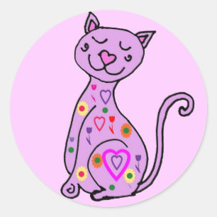 BD – かわいい猫マンガのステッカー ラウンドシール