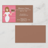 BDayのケーキの名刺を持つ女性 名刺 (正面/裏面)