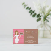 BDayのケーキの名刺を持つ女性 名刺 (スタンド正面)