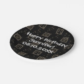 Bdayブラック&金ゴールド〔占星術の〕十二宮図レオ星占い星印 ペーパープレート (アングル)