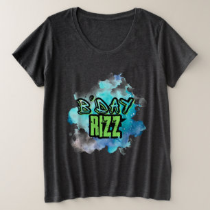 B'Day (誕生日)リズグリーンとモノクロブルー プラスサイズTシャツ