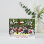 Beエバメリーーグリーンスリーフォトホリディポストカード ポストカード (スタンド正面)