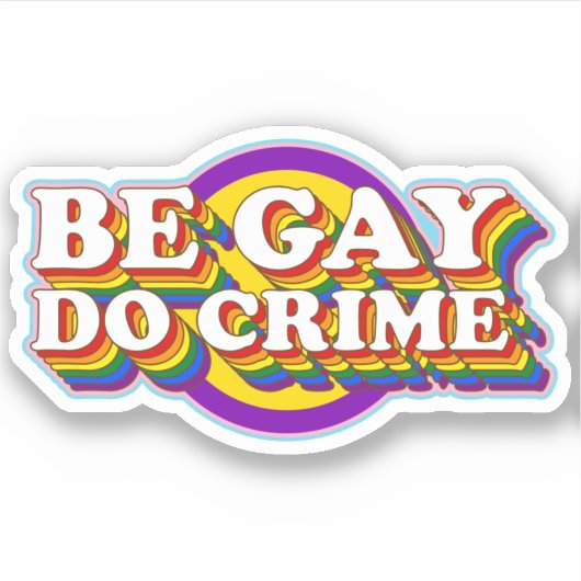 Beゲイド犯罪 – LGBTQIA+プライドフラグタイポグラフィ シール (正面)