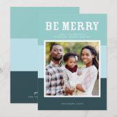 Beメリー | ブルーカラーモダンブロックフォトホリデー シーズンカード (正面/裏面)