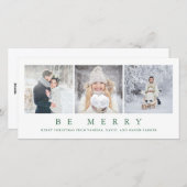 Beメリー | 緑モダンのクリスマス3枚の写真 シーズンカード (正面/裏面)
