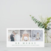 Beメリー | 緑モダンのクリスマス3枚の写真 シーズンカード (スタンド正面)