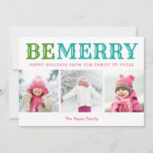 Beメリー | 3フォトコラージュ編集可能カラーフラット シーズンカード (正面)