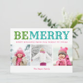 Beメリー | 3フォトコラージュ編集可能カラーフラット シーズンカード (スタンド正面)