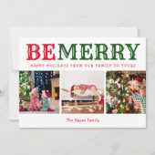 Beメリー | 3フォトコラージュ編集可能カラーフラット シーズンカード (正面)