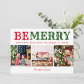 Beメリー | 3フォトコラージュ編集可能カラーフラット シーズンカード (スタンド正面)
