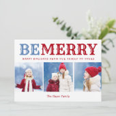 Beメリー | 3フォトコラージュ編集可能カラーフラット シーズンカード (スタンド正面)