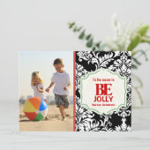 Beヴィンテージすてきブラックダマスク家族フォトカード シーズンカード (スタンド正面)