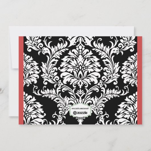 Beヴィンテージすてきブラックダマスク家族フォトカード シーズンカード (裏面)