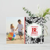 Beヴィンテージすてきブラックダマスク家族フォトカード シーズンカード (スタンド正面)