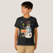 Be親切な雪だるまパズル自閉症意識おもしろい家族 Tシャツ (正面フル)