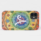 『Be』カラフル虹曼荼羅と白イニシャル Case-Mate iPhoneケース (裏面(横))