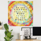Be カラフル モダン the Change引用文 ポスター (ホームオフィス)