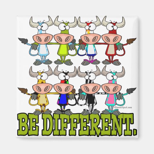 BE 違うおもしろいファンキー牛 マグネット (正面)