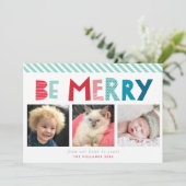 BE 3 PHOTO メリーモダンクリスマスおもしろいタイポグラフィ シーズンカード (スタンド正面)
