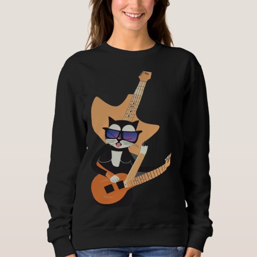 Be a Cat That is Cool Playing Guitar Abstract スウェットシャツ (正面)