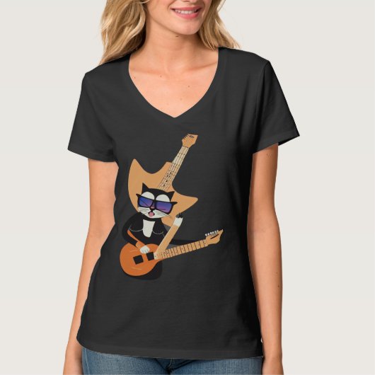 Be a Cat That is Cool Playing Guitar Abstract Tシャツ (正面)