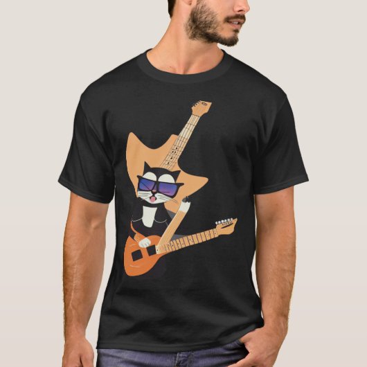Be a Cat That is Cool Playing Guitar Abstract Tシャツ (正面)