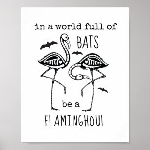 Be a Flaminghoul Flamingoこうもりスケルトンハロウィーン ポスター