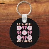 Be A Girl With Goals Coquette Soccer Gift For Wome キーホルダー (正面)