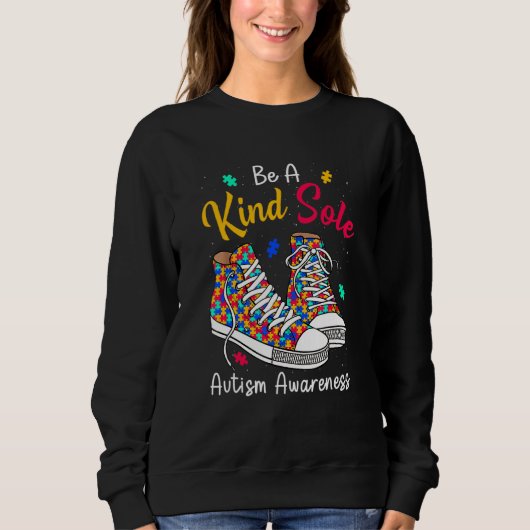 Be A Kind Sole自閉症意識R Ainbow Tr Endy スウェットシャツ (正面)