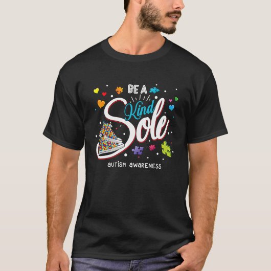 Be A Kind Sole Autism Awareness Rainbow Trendy Puz Tシャツ (正面)
