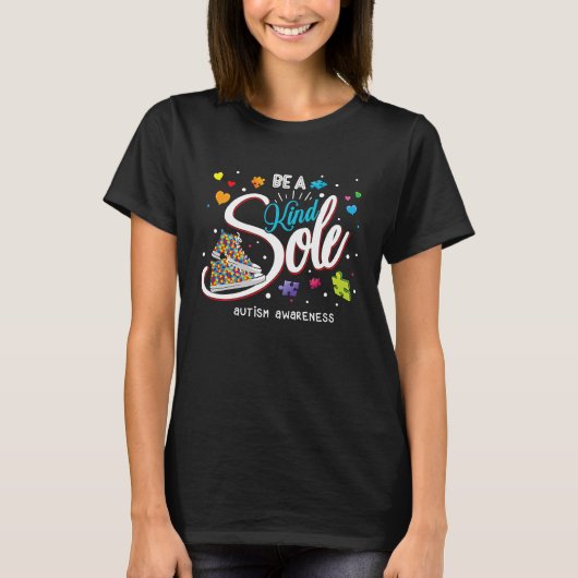 Be A Kind Sole Autism Awareness Rainbow Trendy Puz Tシャツ (正面)