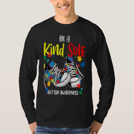 Be A Kind Sole Autism Awareness Rainbow Trendy Puz Tシャツ (正面)