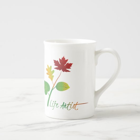 Be a Life Artistやる気を起こさせる引用文、離れ ボーンチャイナマグカップ (右)